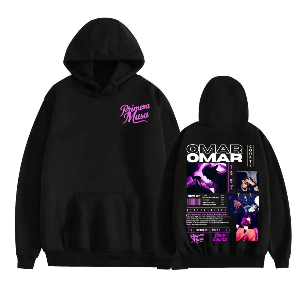Omar Courtz Primera Musa Felpe con cappuccio grafiche Uomo Donna Abbigliamento Felpa moda Hip Hop Harajuku Felpa con cappuccio in pile casual Streetwear