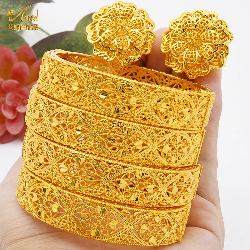 ANIID Bracciale con ciondoli da donna Bracciale in oro 24 carati Gioielli con fiori di Dubai Marchio di gioielli hawaiani etiopi di design africano