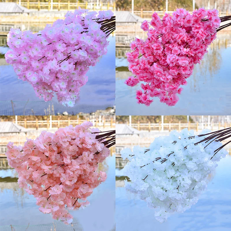 Artificial Cherry Branches Three Pronged Encrypted Peach Cherry Blossom Branch Wedding Arch Activity Living Room Home Decoration