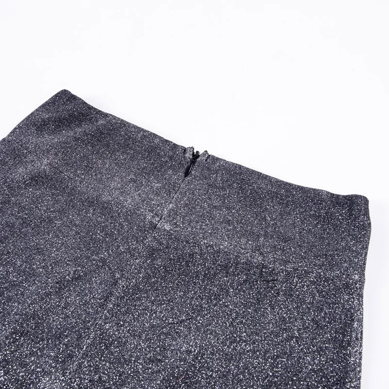 Moda elegante pantaloni a vita alta donna 2024 primavera drappo dritto paillettes Clubwear pantaloni Y2k estetica Vintage Streetwear