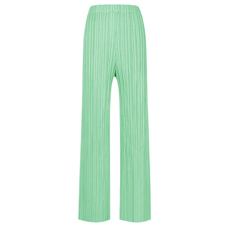 Pantaloni a vita alta a pieghe dritti larghi classici di design Miyake eleganti casual da donna primavera estate autunno disponibili
