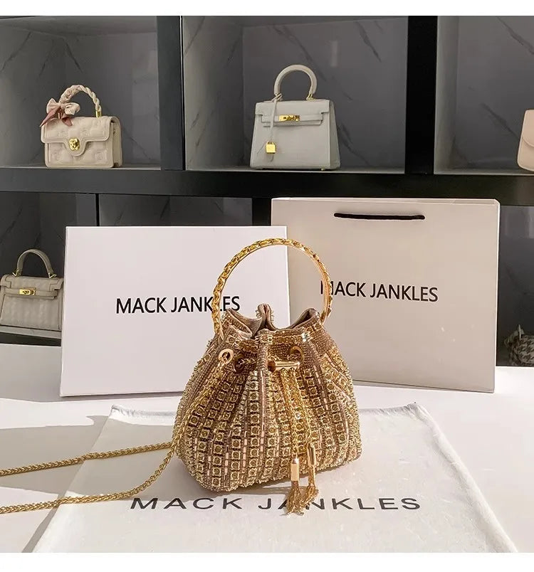 Borsa da donna di design di lusso Borsa con pochette con diamanti lucidi glitterati Borsa per banchetti per feste di nozze Borsa da sera con strass di cristallo