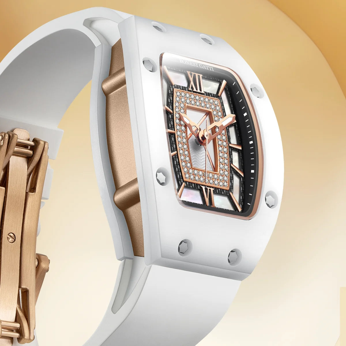 Orologio BONEST GATTI da Donna, Moda Lusso Leggero, Meccanico a Barile, Regalo di San Valentino per la Fidanzata, Serie Phantom con Scatola Orologio