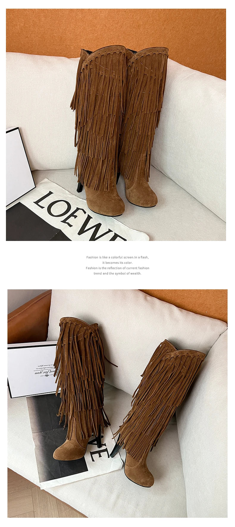 2022 primavera nuovo tacco alto con scollo a v con frange stivali da donna punta tonda impermeabile moda Sexy Set di piedi stivali da principessa