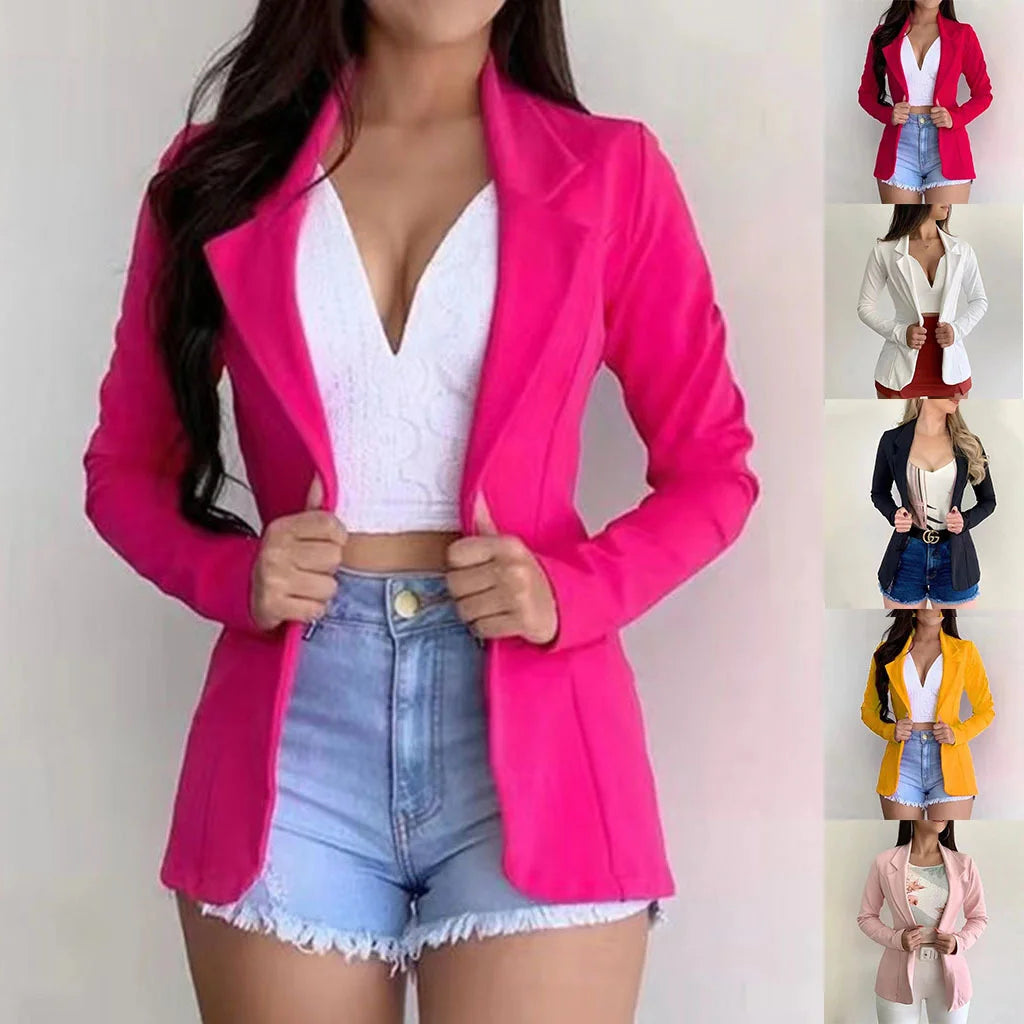 Blazer da donna 2024 Blazer formale da donna Set da lavoro per ufficio Giacca da tasca Cappotto Abbigliamento da donna ampio