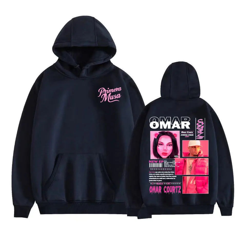 Omar Courtz Primera Musa Felpe con cappuccio grafiche Uomo Donna Abbigliamento Felpa moda Hip Hop Harajuku Felpa con cappuccio in pile casual Streetwear