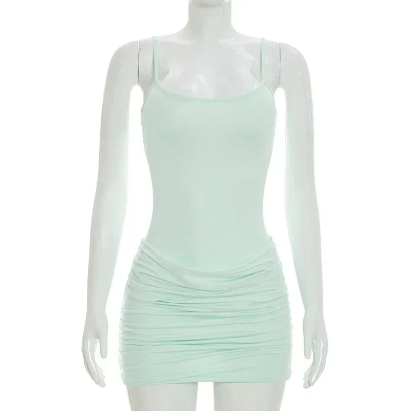 Mini Abito Sexy in Rete Trasparente da Donna, Outfit da Festa Y2K, Vestito Aderente Senza Maniche con Scollo Tondo per l'Autunno, Regalo per le Vacanze