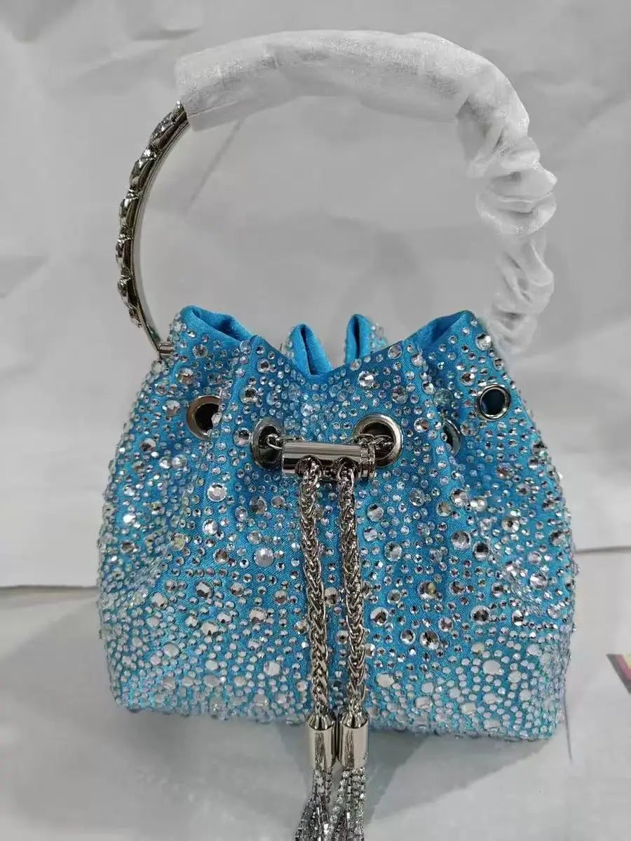 Borsa da donna di design di lusso Borsa con pochette con diamanti lucidi glitterati Borsa per banchetti per feste di nozze Borsa da sera con strass di cristallo