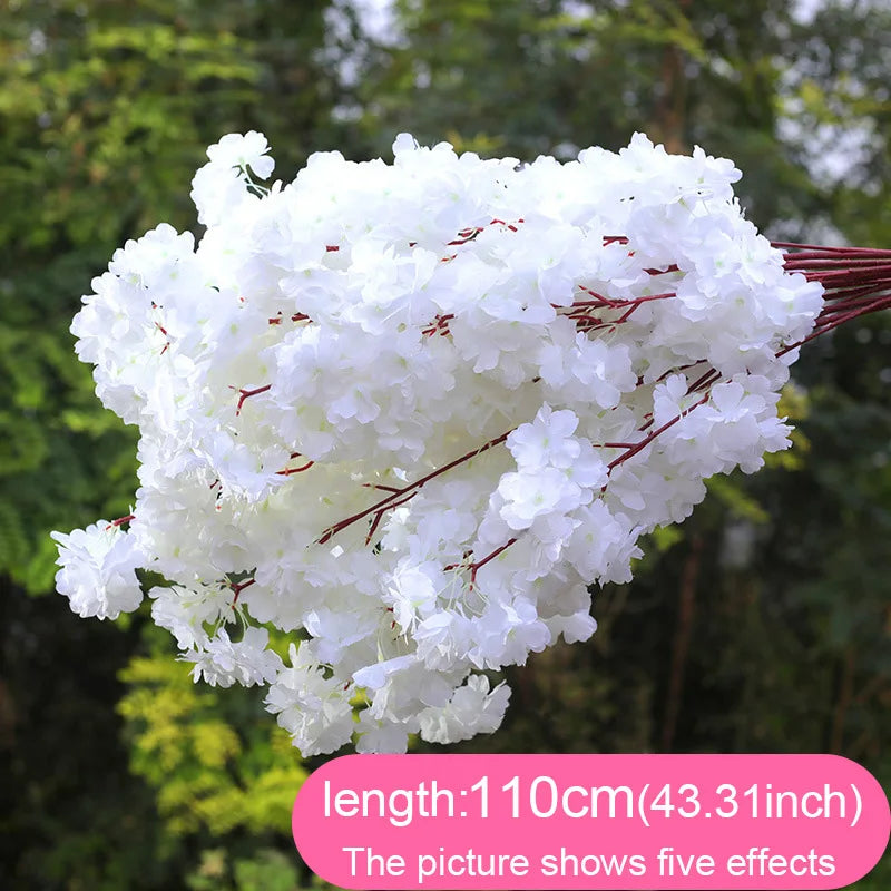 Artificial Cherry Branches Three Pronged Encrypted Peach Cherry Blossom Branch Wedding Arch Activity Living Room Home Decoration