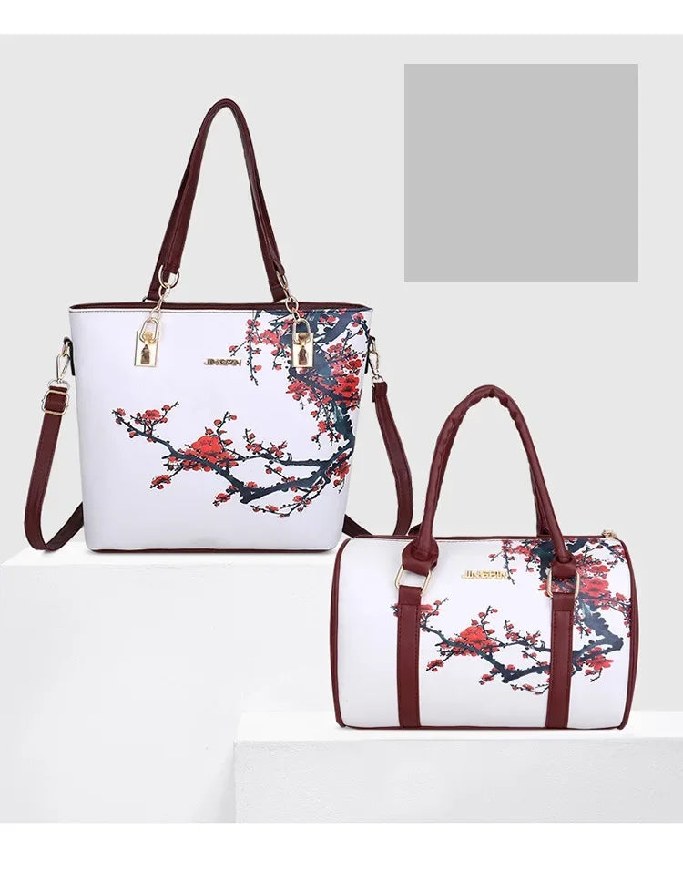 Borse a tracolla da donna con stampa floreale in stile cinese Set borsa composita pratica femminile Set da 6 pezzi marca di design Bolsa