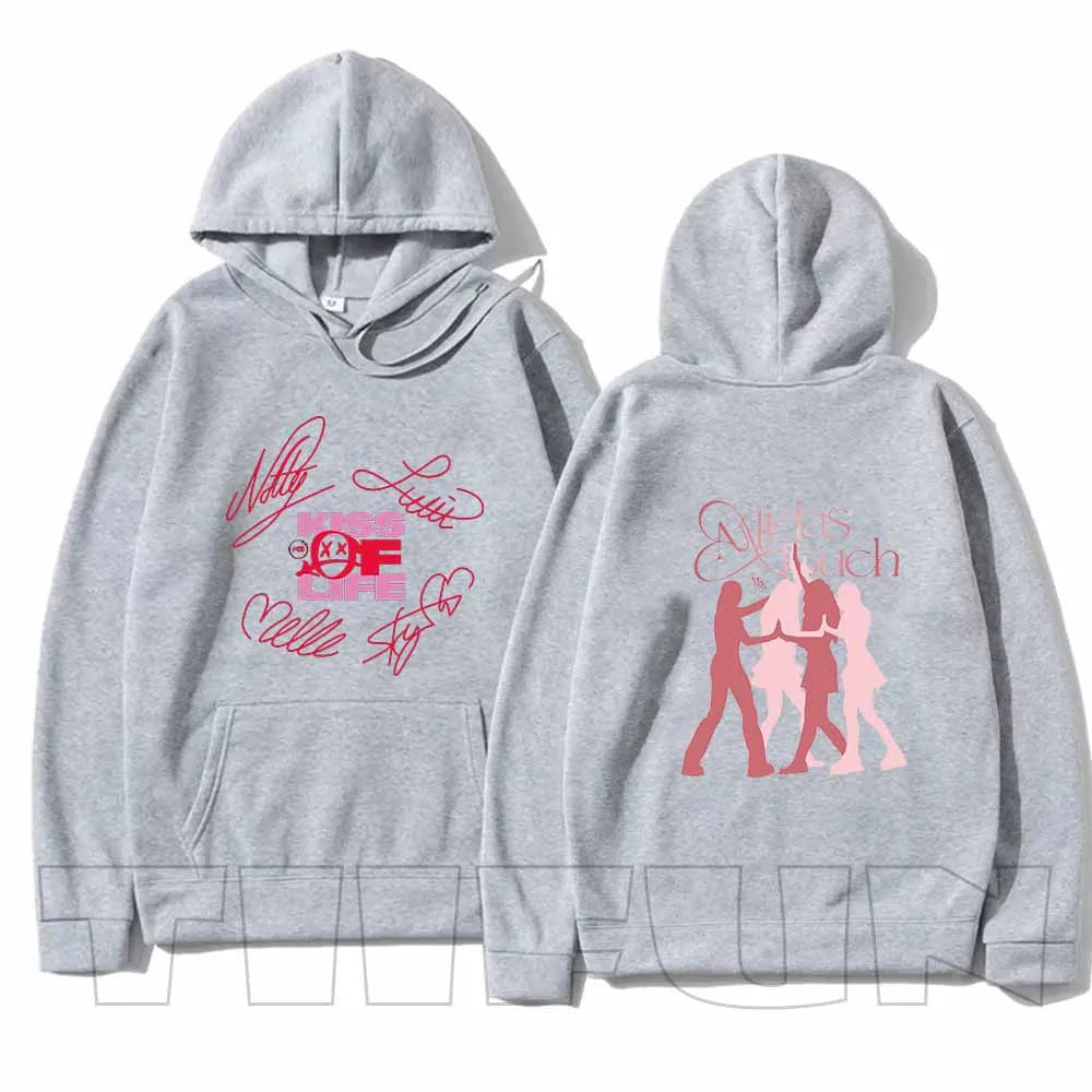2025 Kiss Of Life Midas Touch Felpe con cappuccio retrò Moda Streetwear Pullover con cappuccio Grafica Sportwear Felpe casual Top