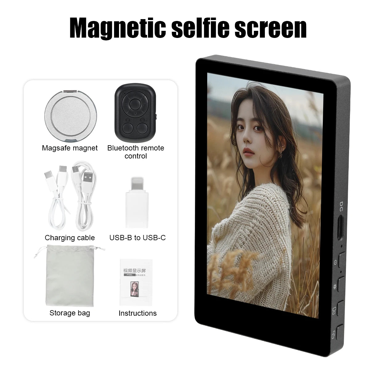 Wireless Vlog Mobile Magnetic Selfie Screen Using Phone Rear Camera for Selfie Vlog or Live Stream Compatible.