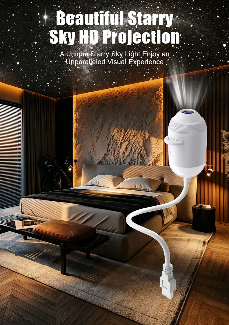Explosive USB Starry Sky Projection Light for Car Interior, Home, Bedroom, Nightlight, Romantic Galaxy Atmosphere Light