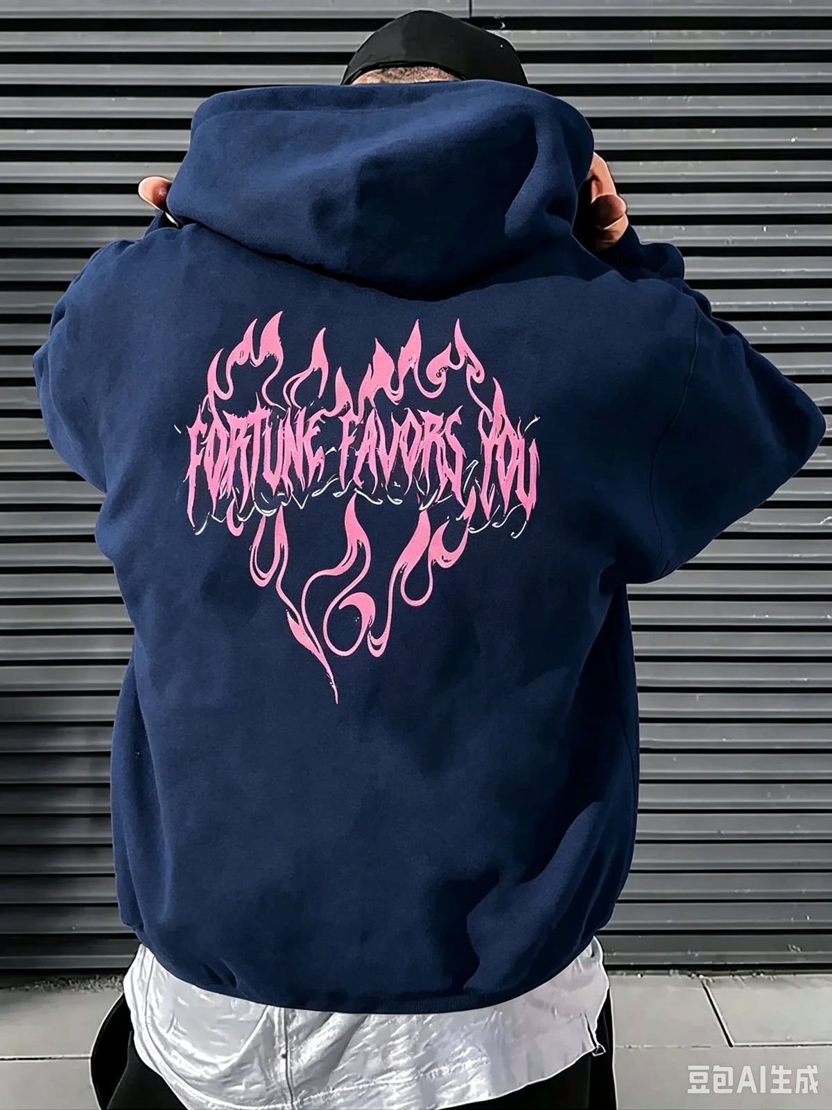 Felpa con Cappuccio Casual da Uomo per Autunno-Inverno, Stampa con Lettere e Fiamme Rosa, Comoda per Sport all'Aperto