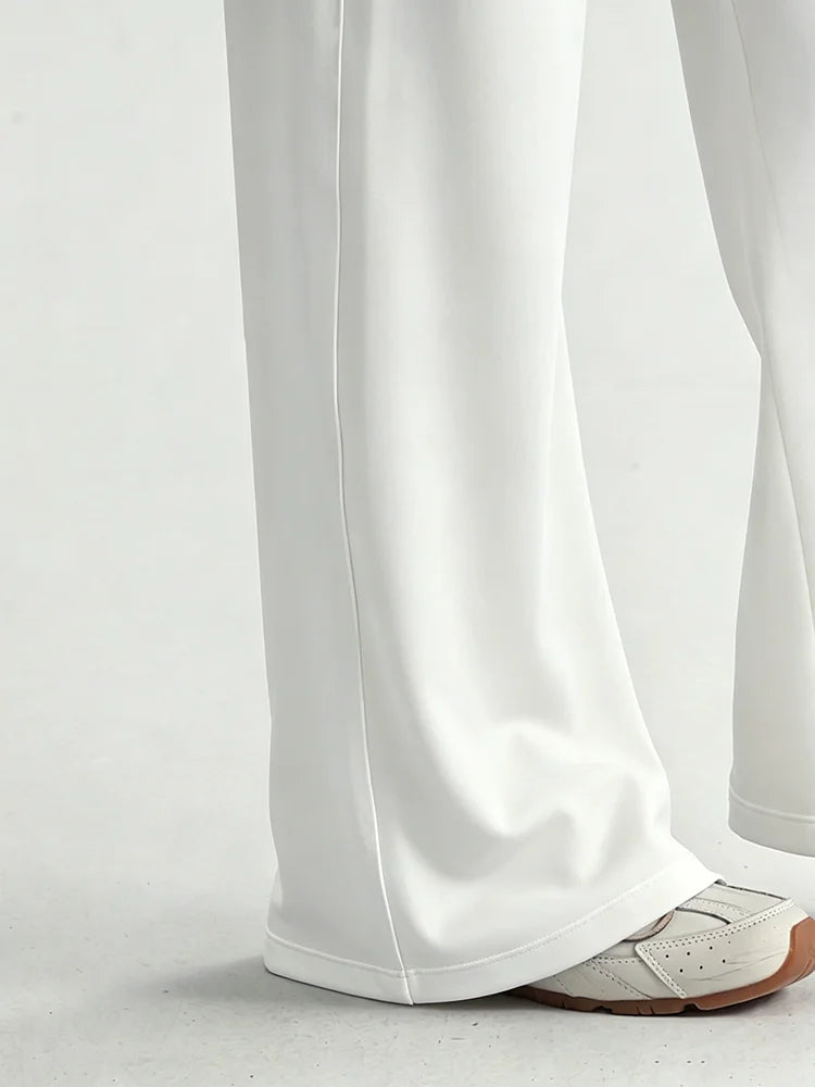 Pantaloni Bianchi a Gamba Larga da Donna, Pantaloni a Vita Alta per Corsa, Adatti per Fitness, Pendolarismo Casual, Yoga e Uso Quotidiano