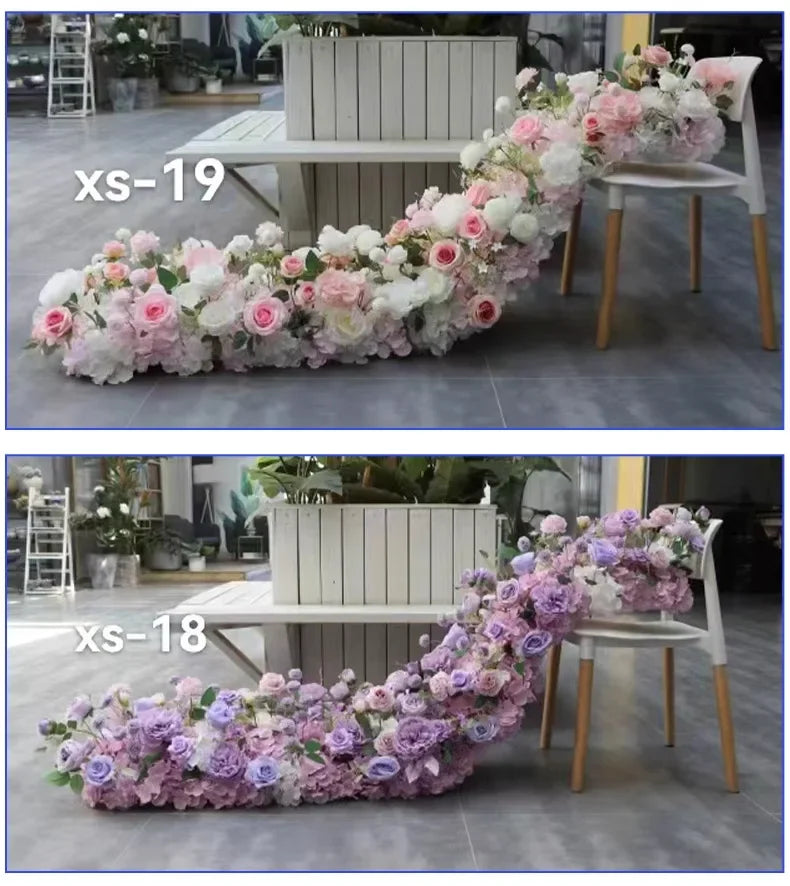 Event Table Floral Strip Silk Flower Row Wedding Backdrop Wall Decor Runner Arrangement Party Arch Deco Floral Celebration Props