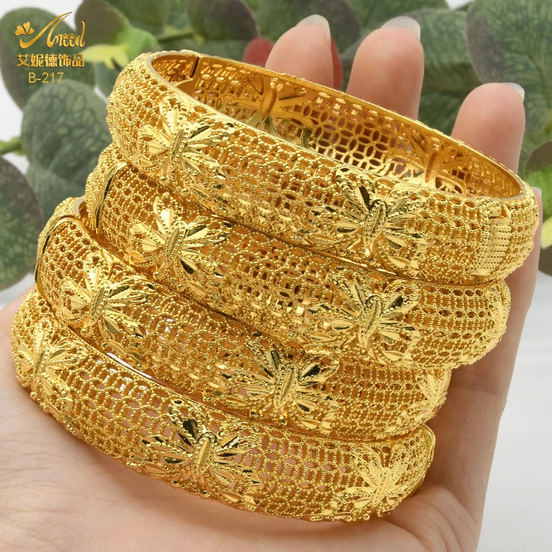 Braccialetti donna africana Dubai Color oro 24k bracciale gioielli indiani per le donne braccialetti arabi con ciondoli da sposa marchio di lusso
