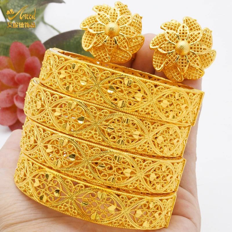 ANIID Bracciale con ciondoli da donna Bracciale in oro 24 carati Gioielli con fiori di Dubai Marchio di gioielli hawaiani etiopi di design africano