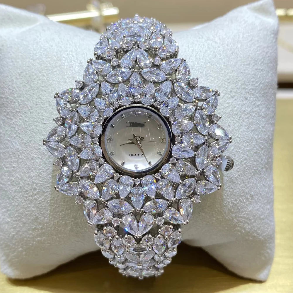 016010 Orologio di lusso da donna Bracciale per orologio in cristallo di zircone AAA per movimento di gioielli per feste di nozze Accessori per orologi impermeabili