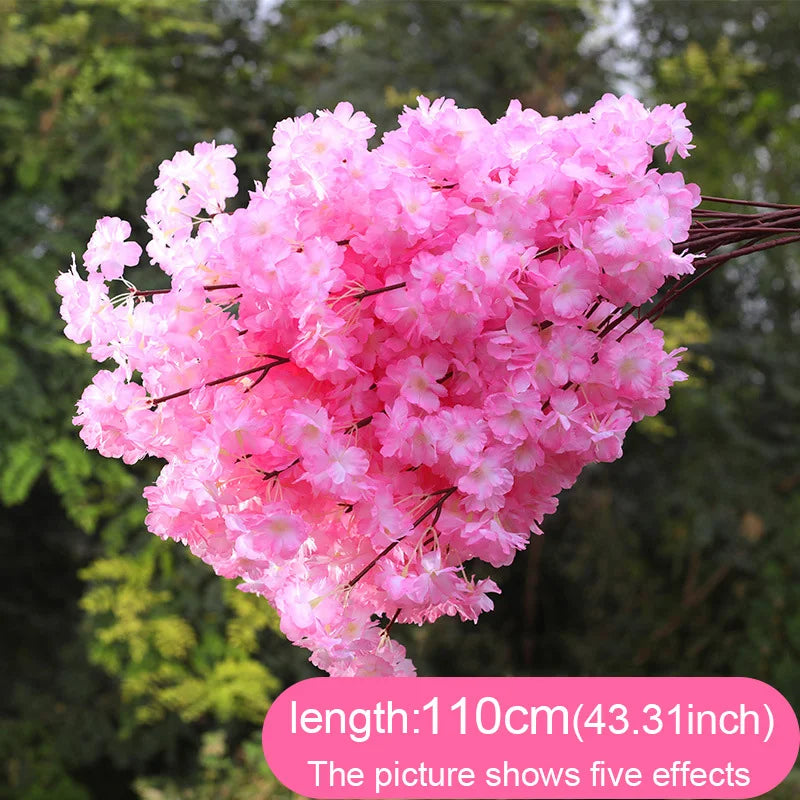 Artificial Cherry Branches Three Pronged Encrypted Peach Cherry Blossom Branch Wedding Arch Activity Living Room Home Decoration