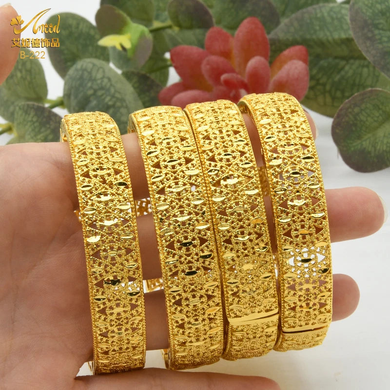 Braccialetti donna africana Dubai Color oro 24k bracciale gioielli indiani per le donne braccialetti arabi con ciondoli da sposa marchio di lusso