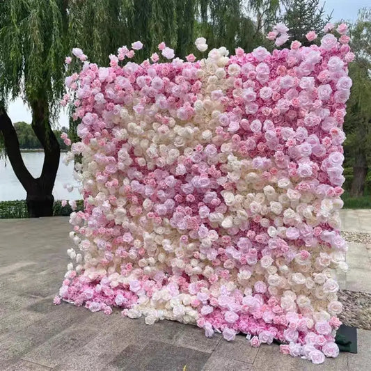 Handmade Artificial Flower Wall Panels Realistic Romantic Wedding Wall Backdrop Easy To Install 60X40cm Plastic 3D Floral Wall