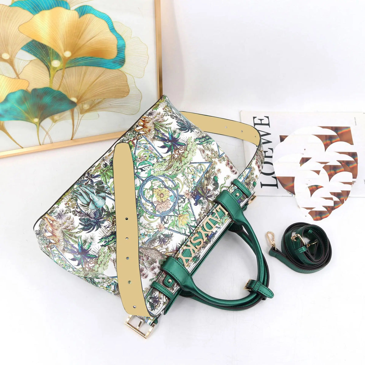 Borsa da Donna con Stampa Floreale, Grande Capacità, Lussuosa Borsa a Mano, Elegante Borsa a Tracolla, Accessorio Quotidiano per Outfit Femminili
