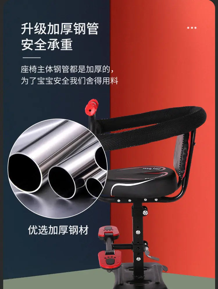 Electric Scooter Child Seat Adjustable Shock Seat Electric Vehicle Child Seat with Seat Belts Armrest and Foot Pedal Detachable