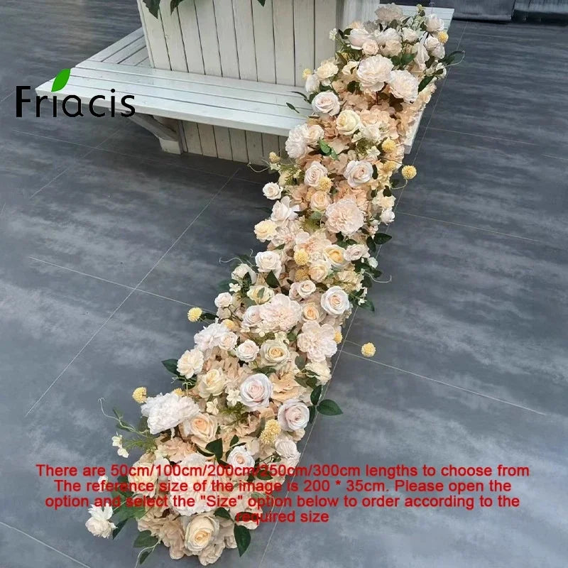 Event Table Floral Strip Silk Flower Row Wedding Backdrop Wall Decor Runner Arrangement Party Arch Deco Floral Celebration Props