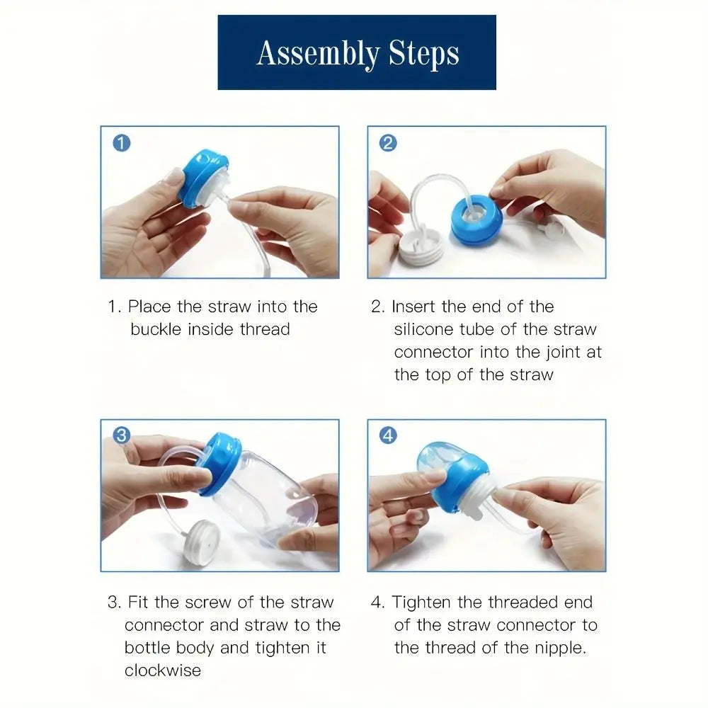 New 5oz/150ml Hands-Free Feeding Bottle Self-Feeding with Straw Brush Bottle Set Normal-Neck Gravity Ball Milk Storage Bottle