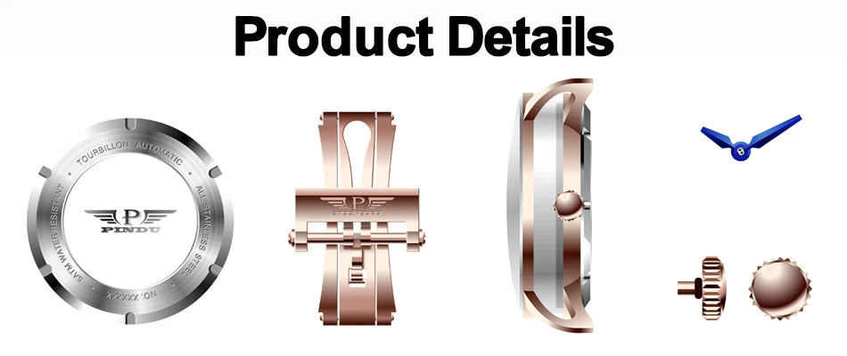 PINDU Design Nuovo Orologio Meccanico di Lusso da Uomo in Acciaio Inossidabile con Vetro Zaffiro Movimento M2791B Impermeabile 50M Automatico