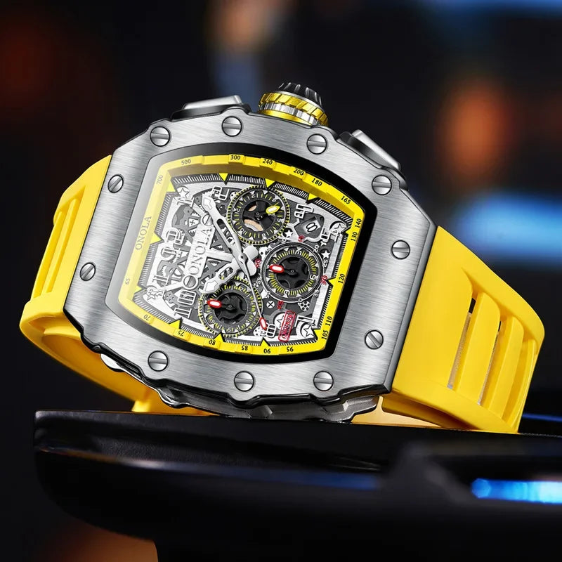 ONOLA 6826 Orologio da uomo al quarzo Multifunzionale Impermeabile Luminoso Orologi sportivi e per il tempo libero per uomo Часы Relogios Masculino