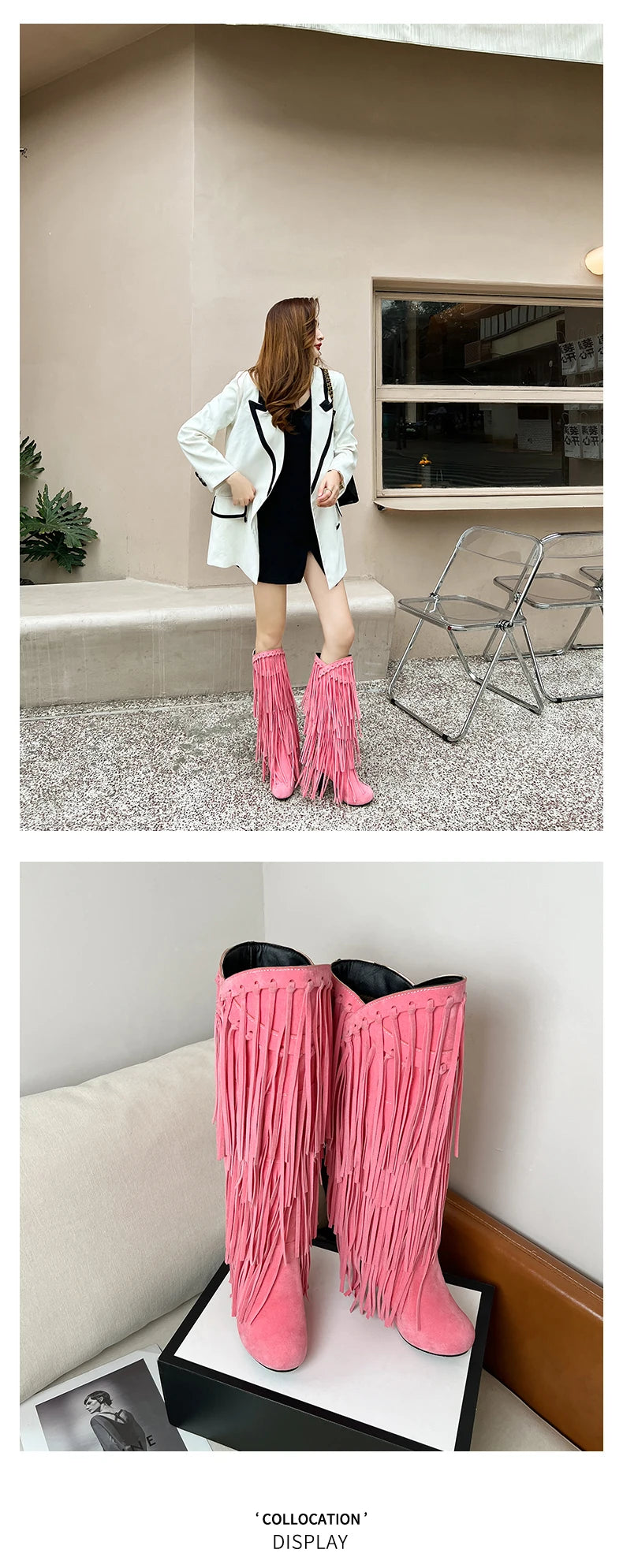 2022 primavera nuovo tacco alto con scollo a v con frange stivali da donna punta tonda impermeabile moda Sexy Set di piedi stivali da principessa