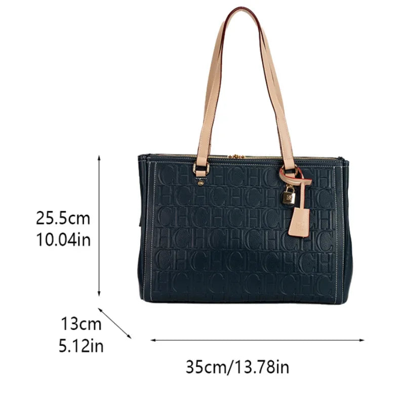 Borsa Tote da Donna CH Antiurto con Manico a Contrasto, Chiusura con Cerniera e Charm, per Lavoro, Vacanze, Shopping e Pendolarismo