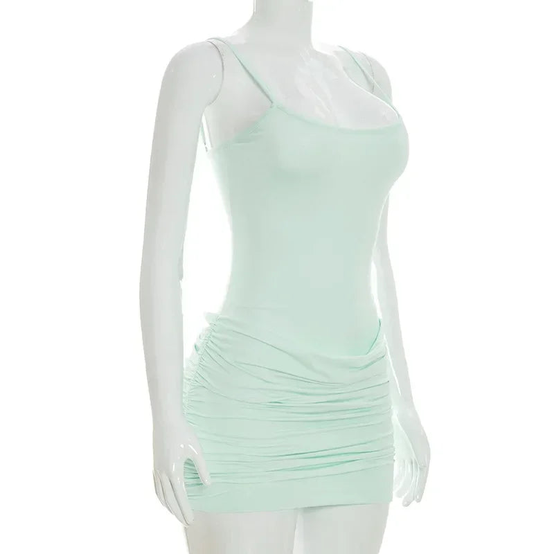 Mini Abito Sexy in Rete Trasparente da Donna, Outfit da Festa Y2K, Vestito Aderente Senza Maniche con Scollo Tondo per l'Autunno, Regalo per le Vacanze