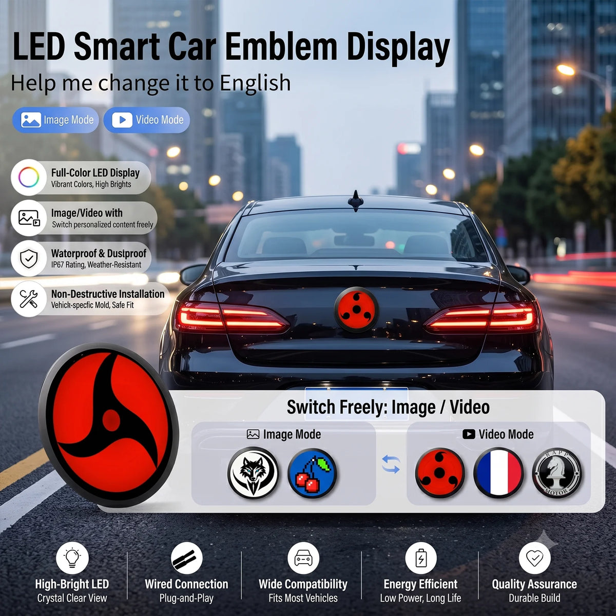 For E46 E90 E60 F30 F10 E39 E36 F20 G82 G30 G20 E87 E92 E91 E30 X1 Car Trunk LogoLED, Vehicle Dynamic Multi-Mode Indicator