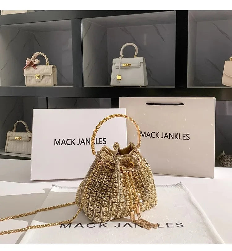 Borsa da donna di design di lusso Borsa con pochette con diamanti lucidi glitterati Borsa per banchetti per feste di nozze Borsa da sera con strass di cristallo