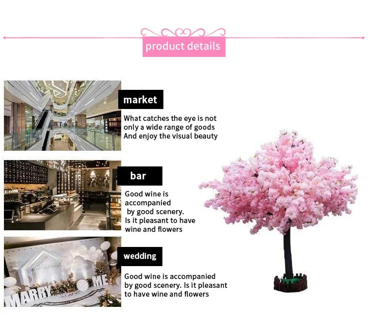 Romantic Simulation cherry tree double layer blooming cherry large plant cafe hotel shopping mall floor Decor props fake tree