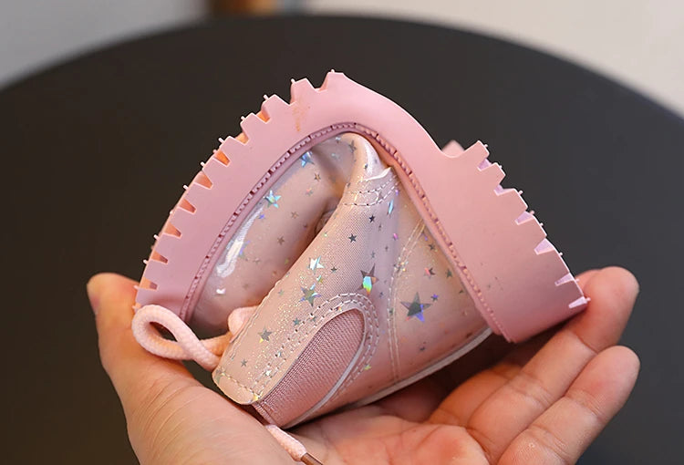 Stivali autunnali per bambini piattaforma Glimmer a stella stivali per bambini belli per il tempo libero moda Unisex alla caviglia-scarpe comode per ragazze dei ragazzi 21-30