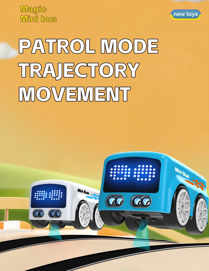 RC Magic Mini Bus Toy  Interactive Inductive Magic Follows Line Car Intelligent Smart Remote Control Cartoon Car Vehicle Toy