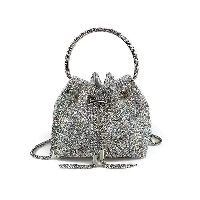 Borsa da donna di design di lusso Borsa con pochette con diamanti lucidi glitterati Borsa per banchetti per feste di nozze Borsa da sera con strass di cristallo