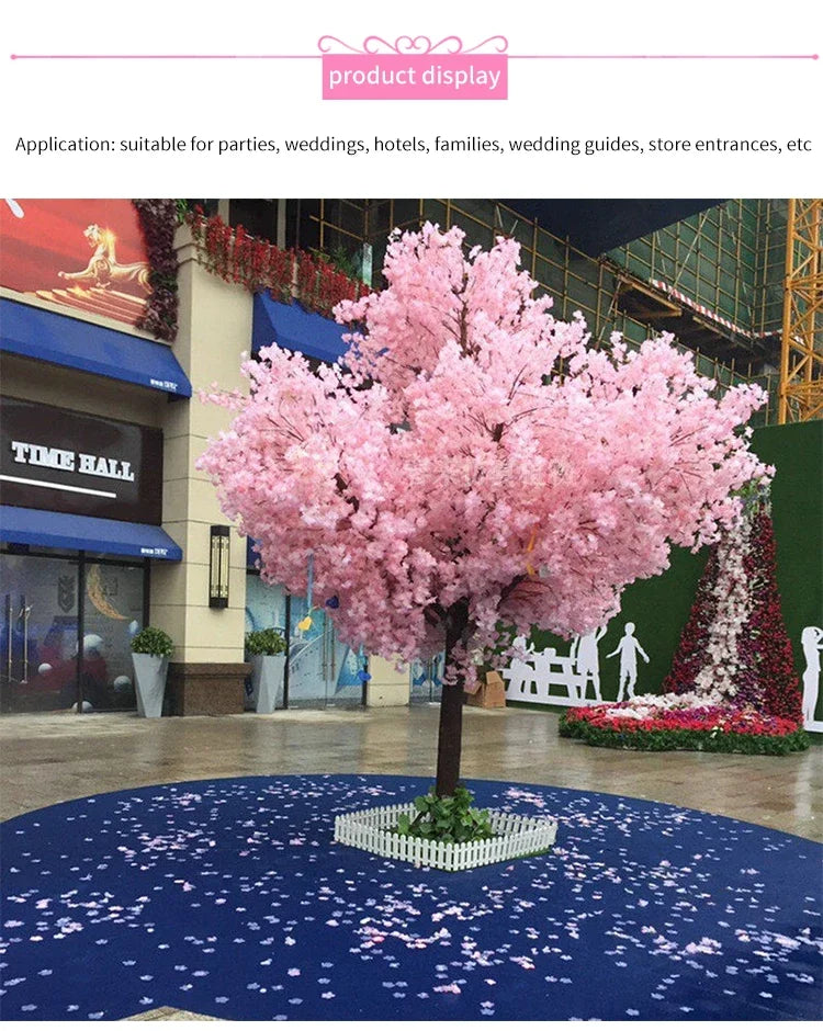 Romantic Simulation cherry tree double layer blooming cherry large plant cafe hotel shopping mall floor Decor props fake tree