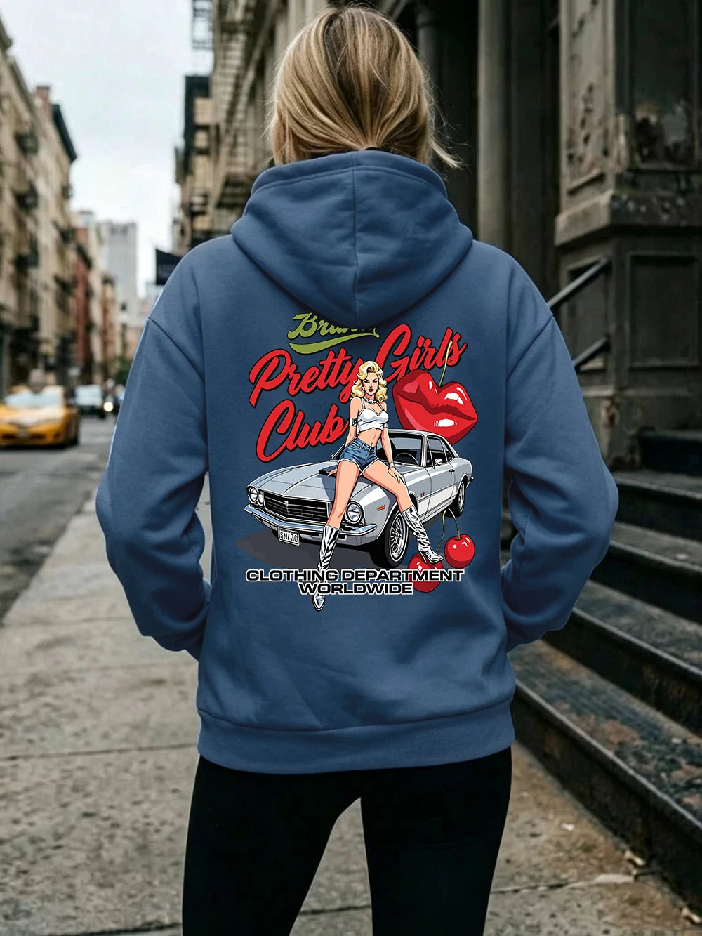 Felpe con Cappuccio Stampate Pretty Girls Club, Pullover Caldi in Pile Sportivi da Jogging per Donne, Felpe Invernali Larghe, Abbigliamento Casual con Tasche