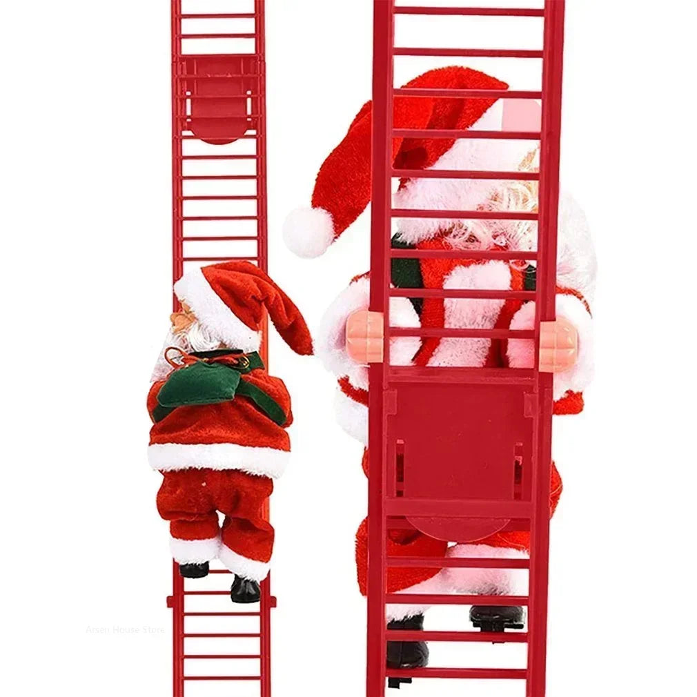 Electric Santa Claus Climbing Ladder Music Doll, Christmas Tree Hanging Ornaments, Decoration for Home, Navidad New Year Gift