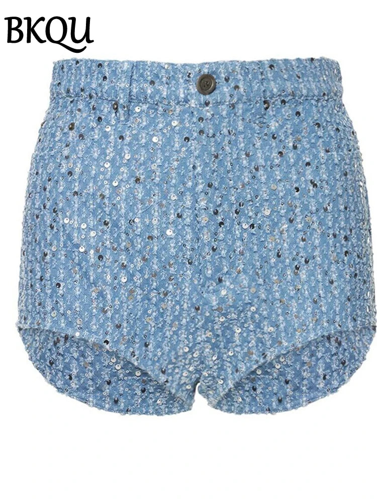 BKQU eleganti giubbotti Bomber con paillettes moda donna maniche lunghe o-collo cappotti corti 2024 autunno inverno donna capispalla High Street