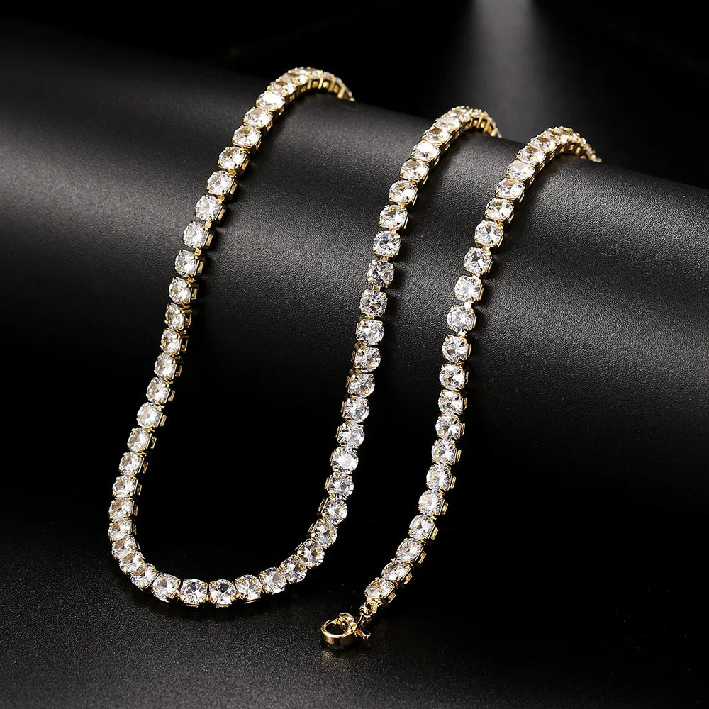 Collana girocollo semplice ghiacciata da tennis CZ per donna uomo catena corta in cristallo sul collo accessori tendenza Hip Hop gioielli OHN016