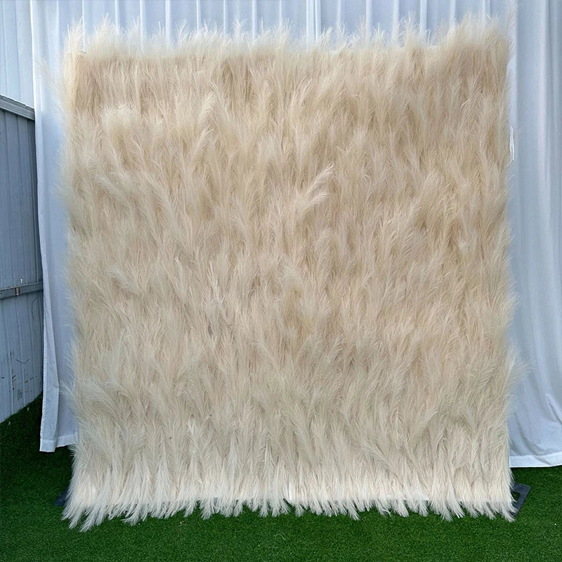 New 5D pink Feather Fabric Flower Wall Wedding Backdrop Decor Cloth Green Plants Wall Birthday Party Event Props Window Display