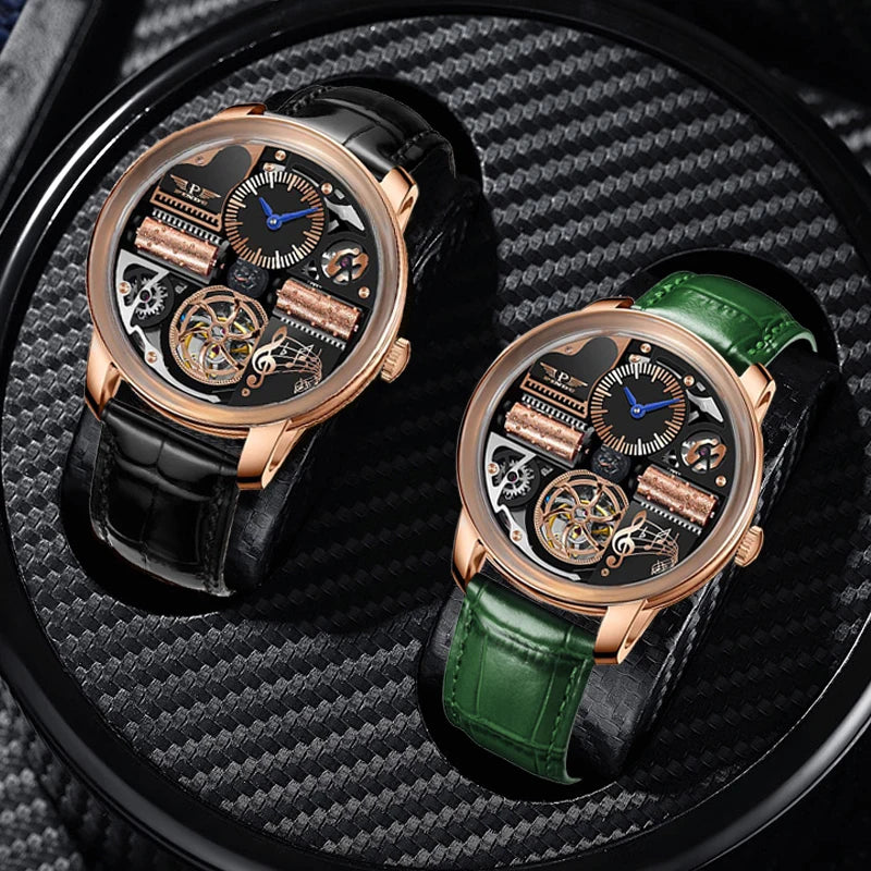 PINDU Design Nuovo Orologio Meccanico di Lusso da Uomo in Acciaio Inossidabile con Vetro Zaffiro Movimento M2791B Impermeabile 50M Automatico