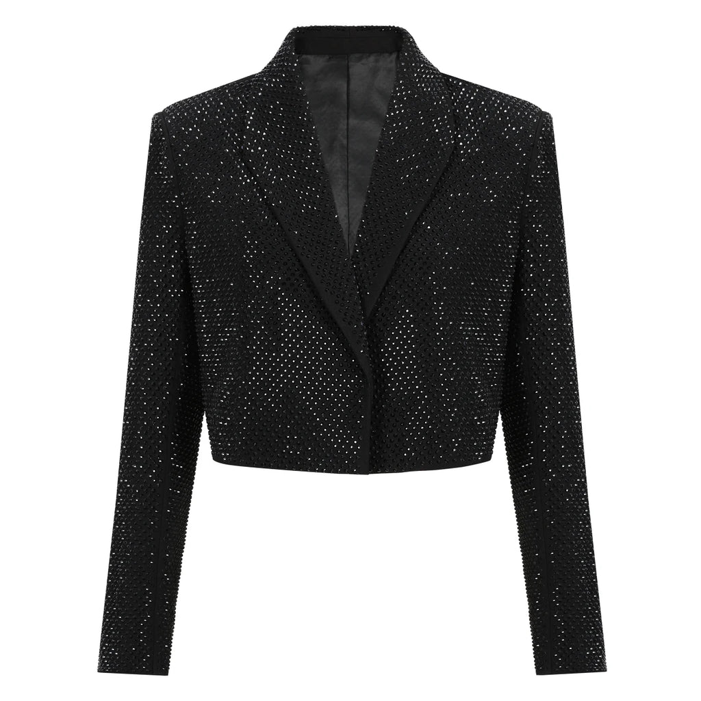 Giacca da donna dimagrante versatile di alta qualità primavera e autunno moda nuova industria pesante con stampa a caldo diamante