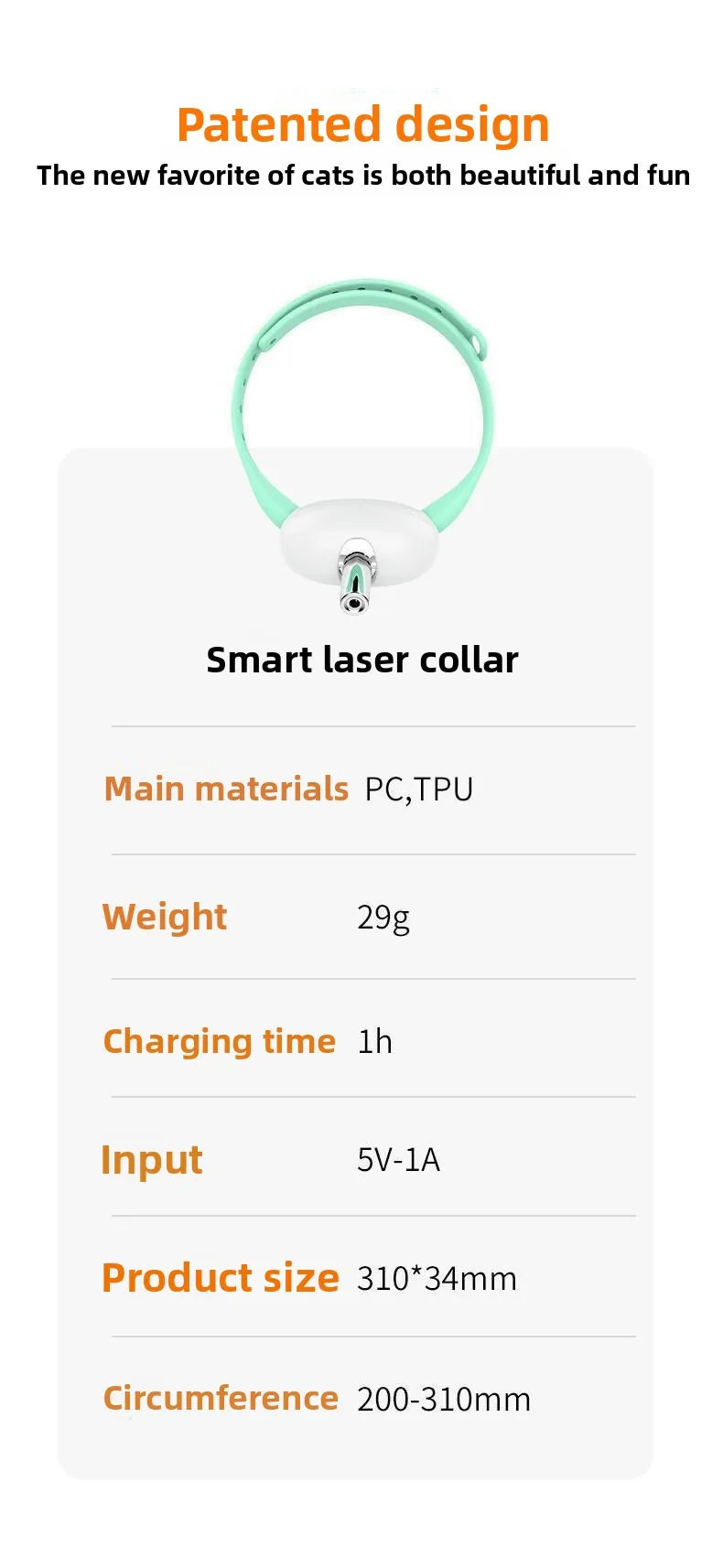 Adjustable Laser Cat Collar Interactive Toy Hands-Free Eye-Safe Red Light for Indoor Cats Dog Automatic Self-Play Toy